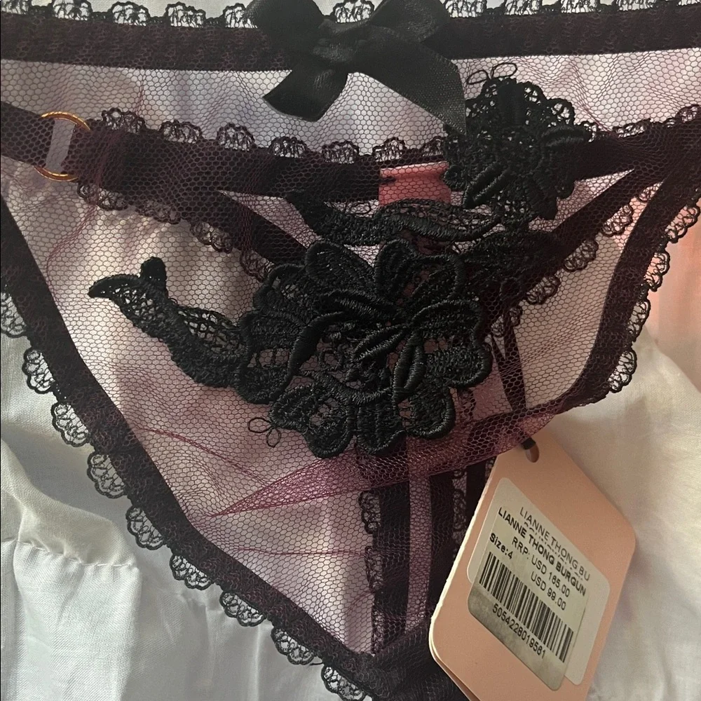 Agent provocateur Lianne bra and thong set Elegant purple burgundy tulle Lace